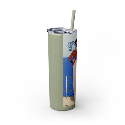 Costume de Yacht by George Barbier Skinny Tumbler with Straw, 20oz
