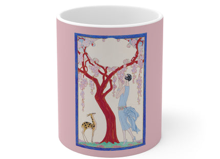 Woman, Fawn, and Red Tree by George Barbier Ceramic Mug 11oz