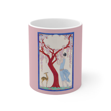 Woman, Fawn, and Red Tree by George Barbier Ceramic Mug 11oz