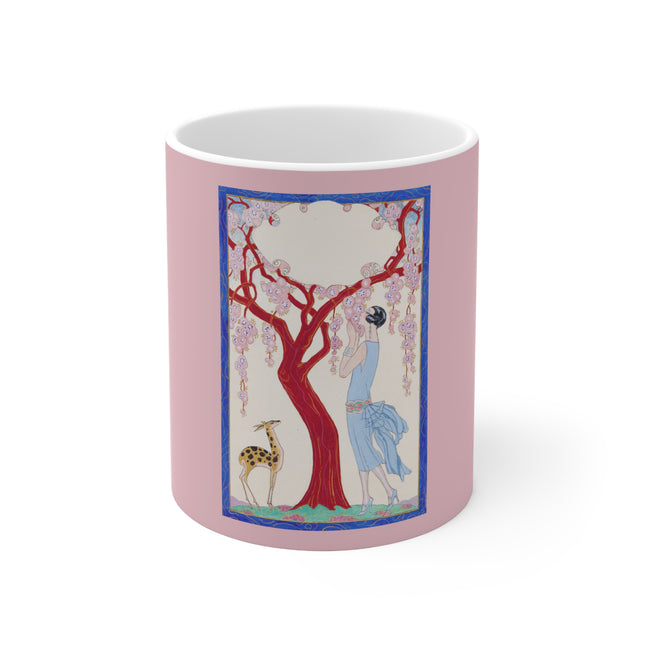 Woman, Fawn, and Red Tree by George Barbier Ceramic Mug 11oz