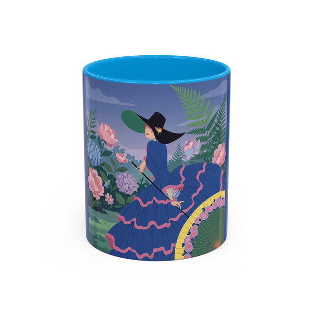 The Lady Of The Garden Stroll Colorful Mugs – Art Deco Botanical Elegance
