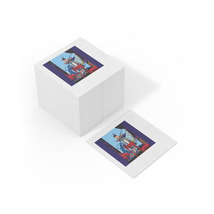 A Visual Journey by Umberto Brunelleschi White Coined Napkins