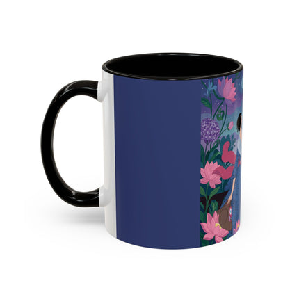 The Lady And The Morning Song Colorful Mugs – Art Deco Botanical Elegance