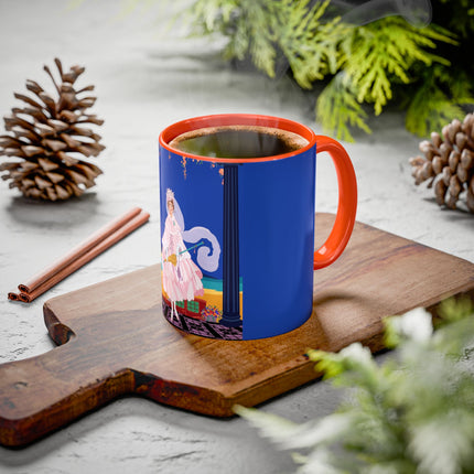 The Moonlit Promenade Colorful Mug (11oz, 15oz) – Blush Elegance, Coastal Romance & Art Deco Style