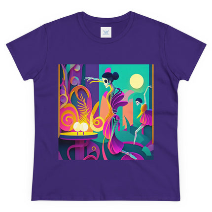 Dance of the Skeleton Ballerinas Women's Midweight Cotton Tee