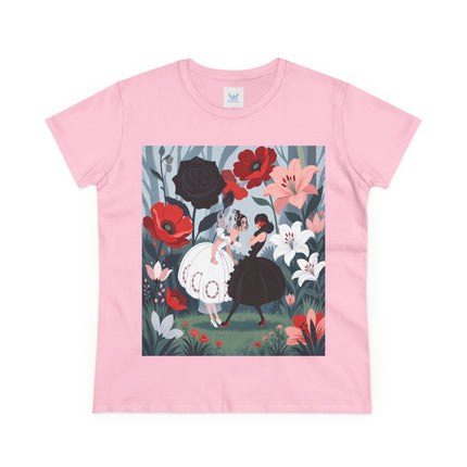 🌹🖤 The Midnight Rose Garden Cotton Tee – Art Deco Floral Fashion