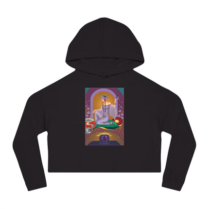 February & Amethyst (from the Gem Series) by Sofia Chiostri Women’s Cropped Hooded Sweatshirt