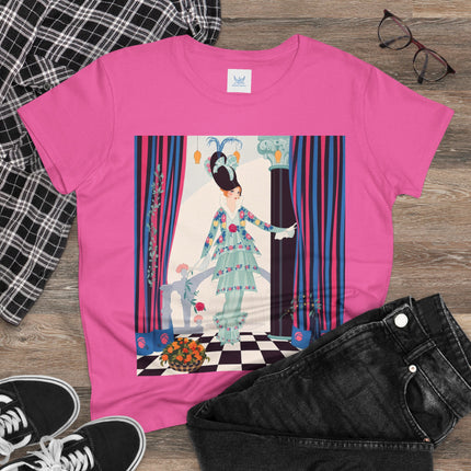 🌸🎭 The Lady Of The Garden Salon Cotton Tee – Art Deco Floral Elegance