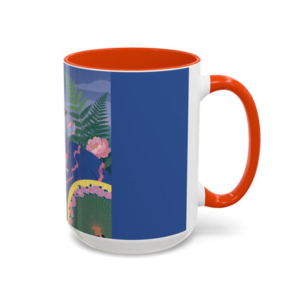 The Lady Of The Garden Stroll Colorful Mugs – Art Deco Botanical Elegance