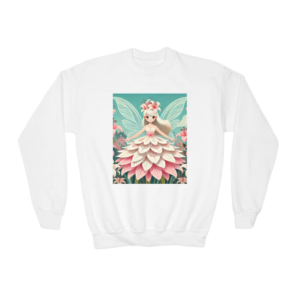 Lily Fairy in Bloom Youth Crewneck Sweatshirt – Grace, Renewal & Gentle Magic
