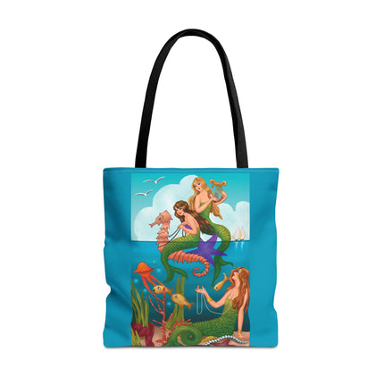 Three Mermaids with Strings of Pearls by Carlo Chiostri Tote Bag (AOP)