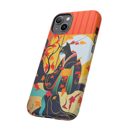 Black Cat in Kimono Phone Cases