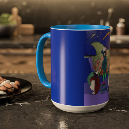 Wishes Beneath the Comet Sky Colorful Mug (11oz, 15oz) – Celestial Magic, Art Deco Elegance & Dreamy Wonder