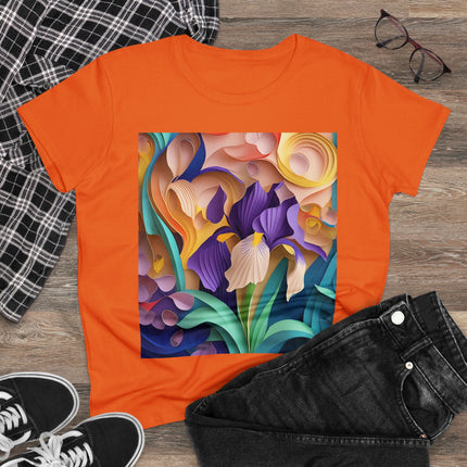 The Elegant Iris Flower Women's Midweight Cotton Tee