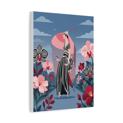 🌸🖤 The Striped Orchid Promenade Placemat – Art Deco Floral Fashion