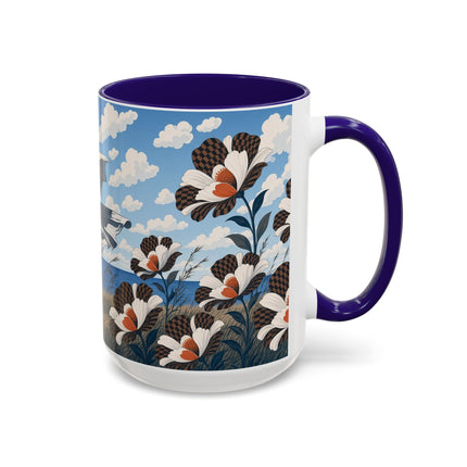 🌊🌼 The Windswept Seaside Promenade Colorful Mug – Art Deco Coastal Elegance