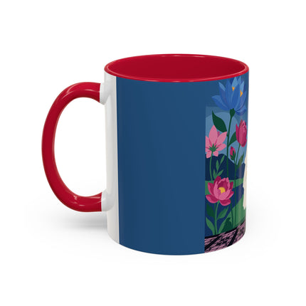 The Lady Of The Golden Parasol Colorful Mugs – Art Deco Botanical Elegance