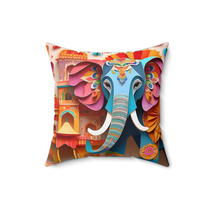 Elephant at an Autumn Spun Polyester Square Pillow