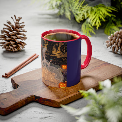 🌙🎃 The Moonlit Parlor Masquerade Colorful Mug – Elegant Halloween Romance
