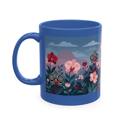🖤🌸 The Lady Of The Striped Orchid Garden Ceramic Mug – Art Deco Fashion Elegance