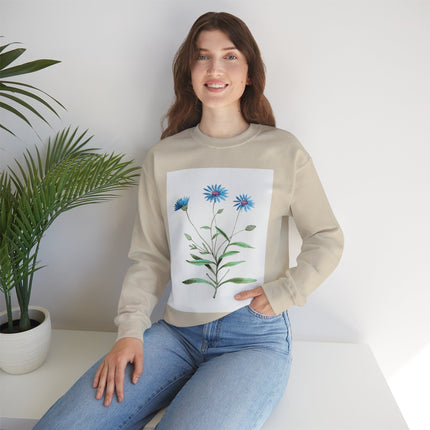 Blue Strawflower by Anselmus Boëtius de Boodt Heavy Blend™ Crewneck Sweatshirt