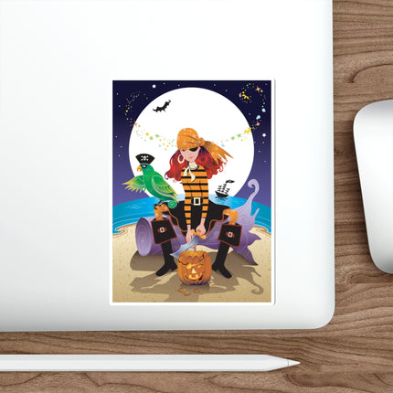 Moonlit Pirate Halloween Die-Cut Stickers (5 Sizes)