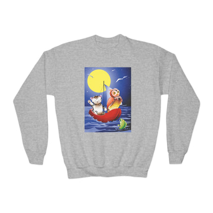 Embarking on a Moonlit Journey Youth Crewneck Sweatshirt – Whimsical Ocean Adventure