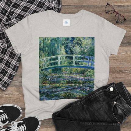 Water Lilies and Japanese Bridge by Claude Monet Women's Midweight Cotton Tee