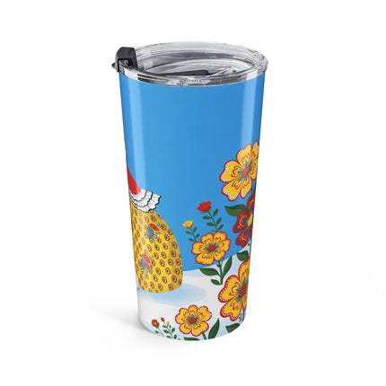 🌼🐇 The Lady Of The Winter Folk Garden Tumbler – Art Deco Floral Fantasy