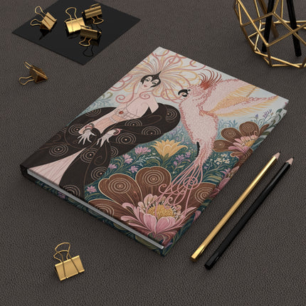 🐦🌸 The Lady Of The Enchanted Cockatiel Garden Hardcover Journal – Art Deco Floral Fantasy