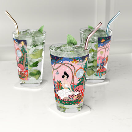 🎀🎄 Christmas Morning In The Rose Parlor Pint Glass – Art Deco Holiday Fantasy
