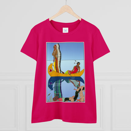 Le long du Missouri (Indian couple in a canoe on the Missouri River) by George Barbier Women's Midweight Cotton Tee