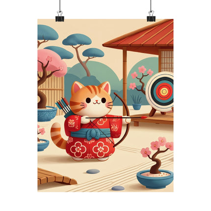 🏹🐱 Archer Kitten in the Zen Garden Matte Vertical Poster – Focus, Whimsy & Zen Balance