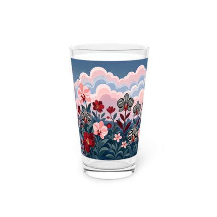 🌸🖤 The Striped Orchid Promenade Pint Glass – Art Deco Floral Fashion