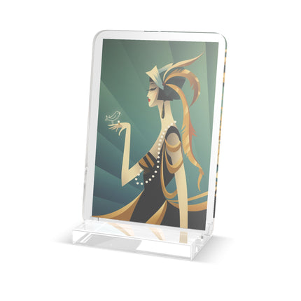 Art Deco Flapper with Bird Acrylic Plaque – Elegant Glamour & Timeless Style