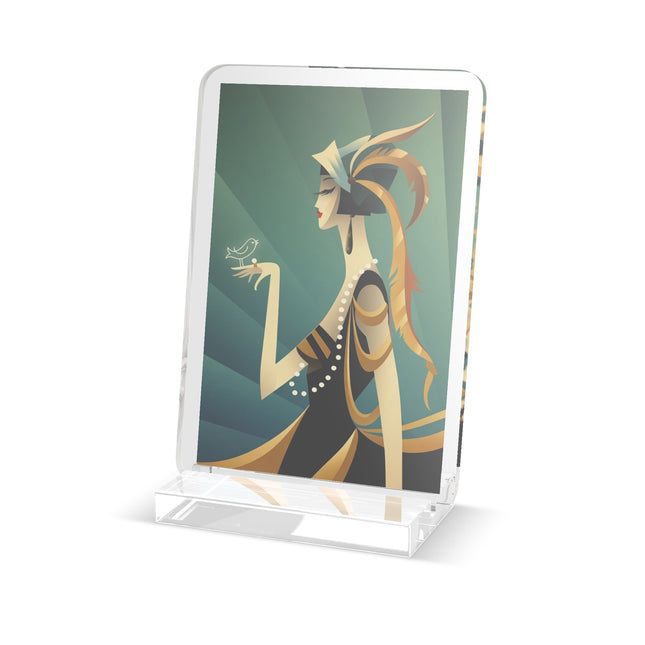 Art Deco Flapper with Bird Acrylic Plaque – Elegant Glamour & Timeless Style