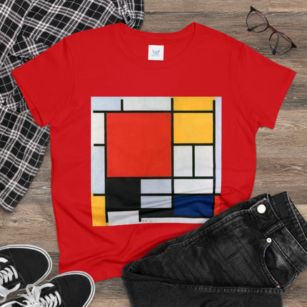 Composition with Red, Yellow, Blue, and Black by Piet Mondrian Women's Midweight Cotton Tee