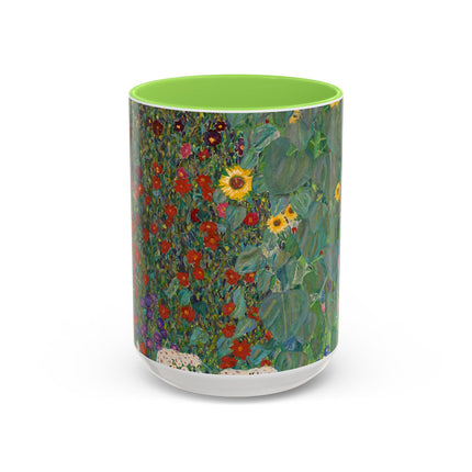 Farm Garden with Sunflowers by Gustav Klimt Colorful Mugs (11oz, 15oz)