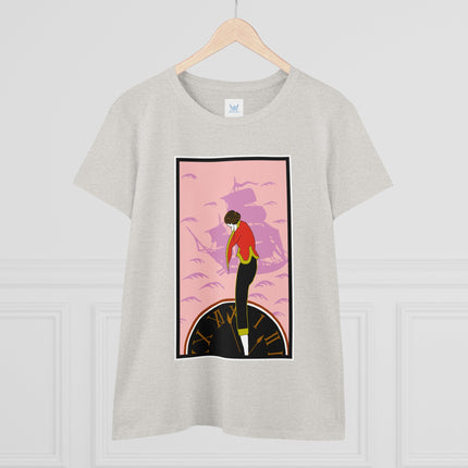 Woman Waiting for her Beloved at 1:59 by Kobayashi Kaichi Women's Midweight Cotton Tee