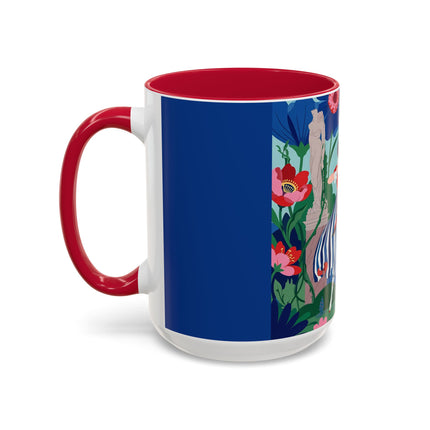 The Lady Of The Scarlet Bow Colorful Mugs – Art Deco Botanical Archer Elegance