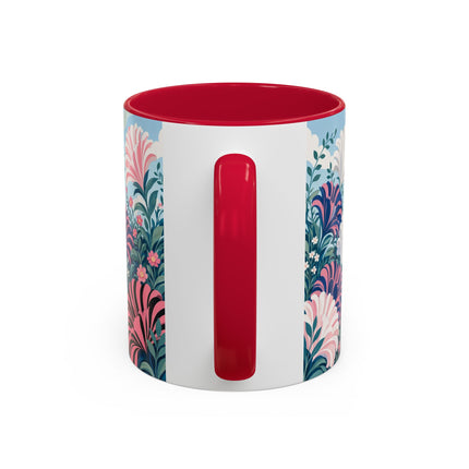 🌸🦋 The Enchanted Pink Blossom Retreat Colorful Mug – Art Deco Floral Whimsy