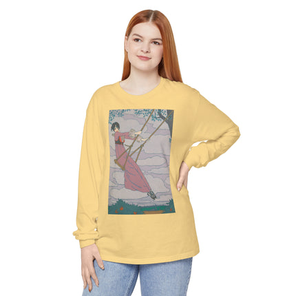 La balançoire by Georges Lepape Garment-dyed Long Sleeve T-Shirt