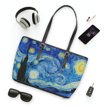 The Starry Night by Vincent Van Gogh PU Leather Shoulder Bag