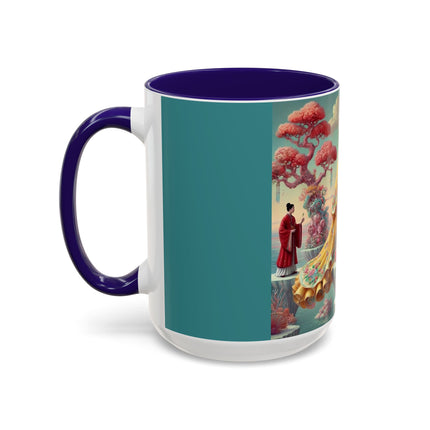 Cherry Blossom Courtesans & Crimson Crab Colorful Mug – Imperial Elegance & Playful Charm