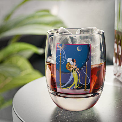 Smoke and Secrets: A Glamorous Encounter in Prohibition Era Whiskey Glass
