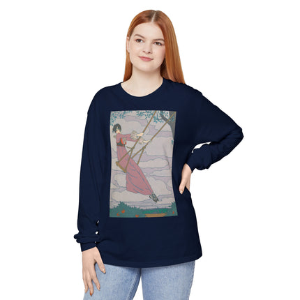 La balançoire by Georges Lepape Garment-dyed Long Sleeve T-Shirt