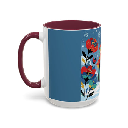 ❤️❄️ The Winter Heart Messenger Colorful Mug – Art Deco Snow Garden Fantasy