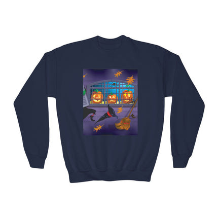 Whimsical Halloween Mischief Youth Crewneck Sweatshirt