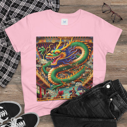 Tibetan Dragon Over Kabuki Duel Cotton Tee