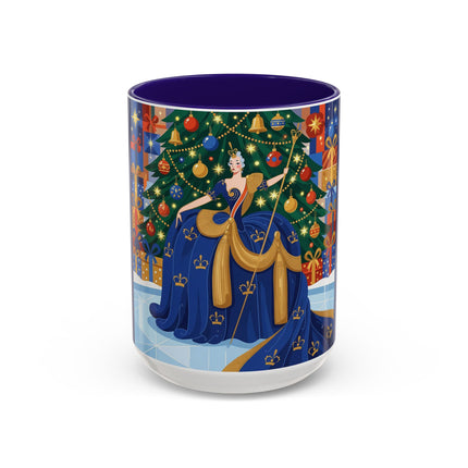 👑🎄 The Christmas Queen Of Golden Bells Colorful Mug – Art Deco Holiday Elegance